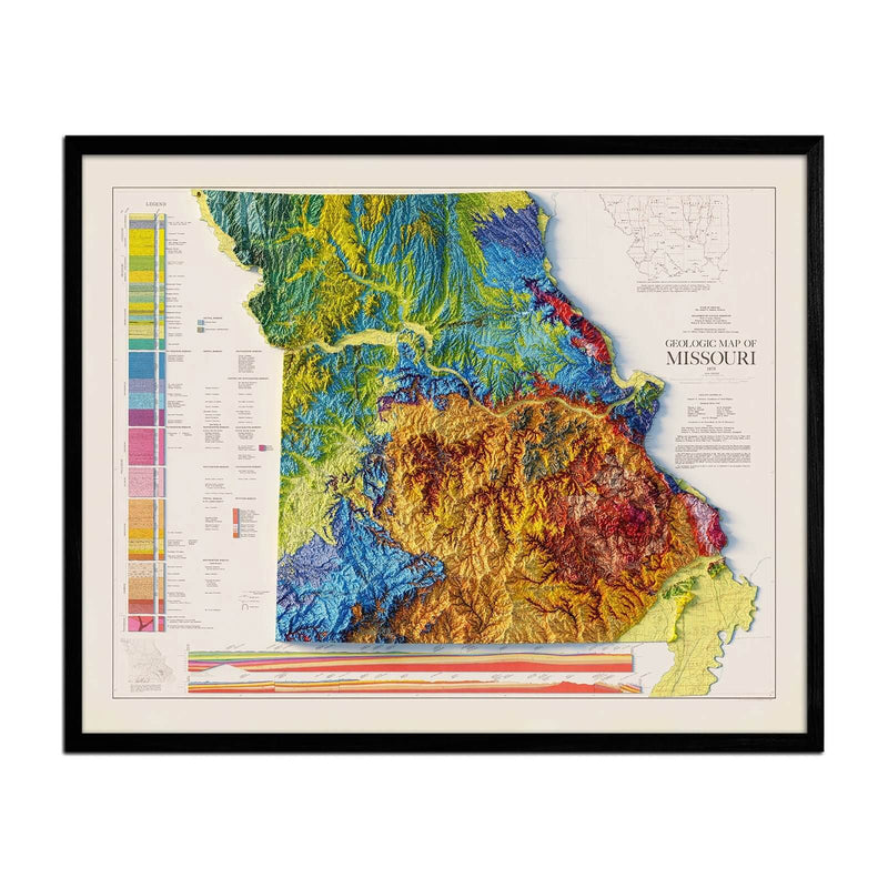 Missouri 1979 Shaded Relief Map - Muir Way - Vintage Relief