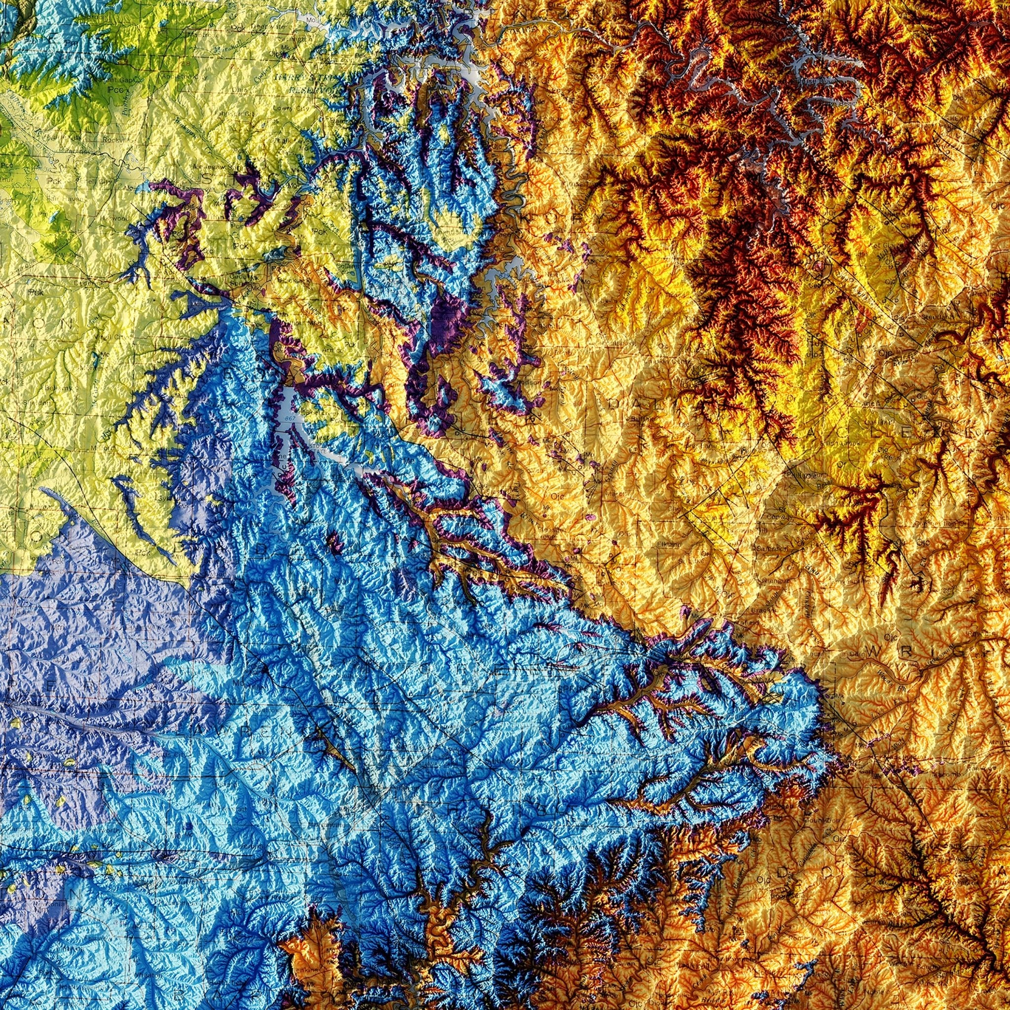 Missouri 1979 Shaded Relief Map - Muir Way - Vintage Relief