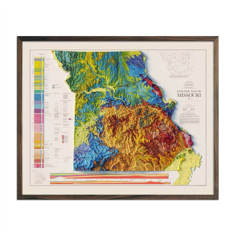 Missouri 1979 Shaded Relief Map - Muir Way - Vintage Relief