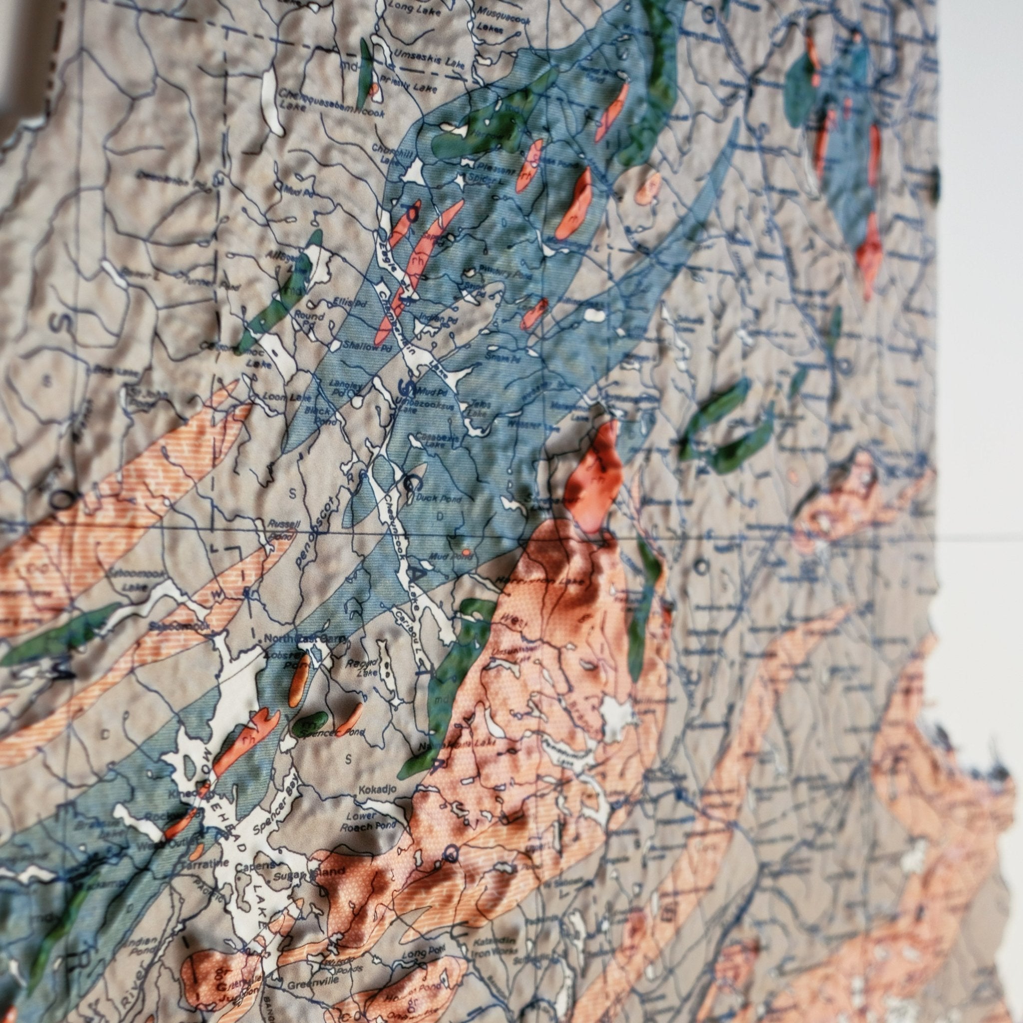 Maine 1933 3D Raised Relief Map - Muir Way - 3D