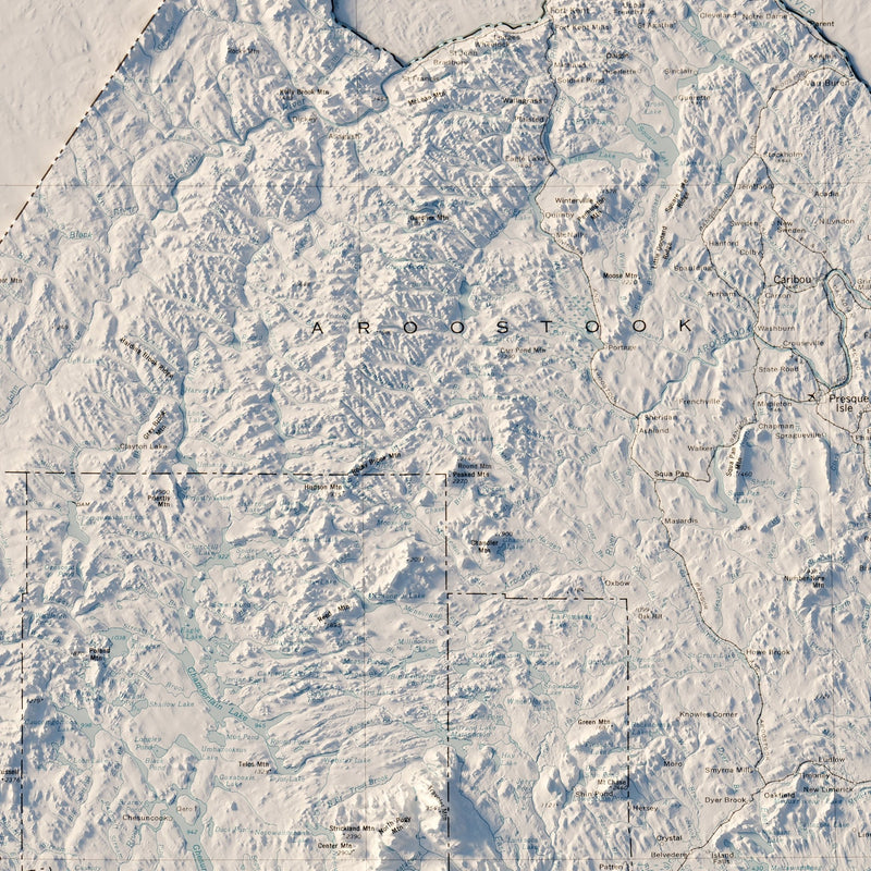 Maine 1976 Shaded Relief Map - Muir Way - Vintage Relief