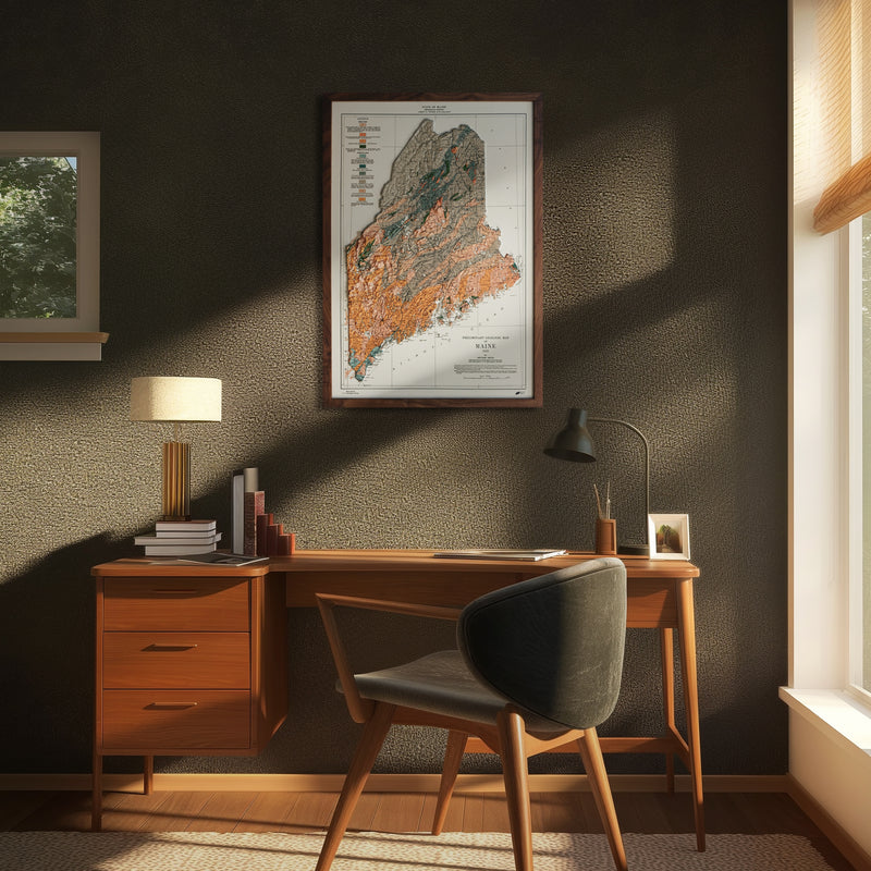 Maine 1933 3D Raised Relief Map - Muir Way - 3D
