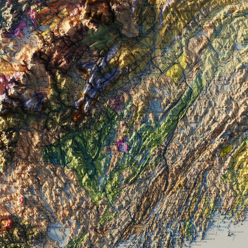 Maine 1967 Shaded Relief Map - Muir Way - Vintage Relief