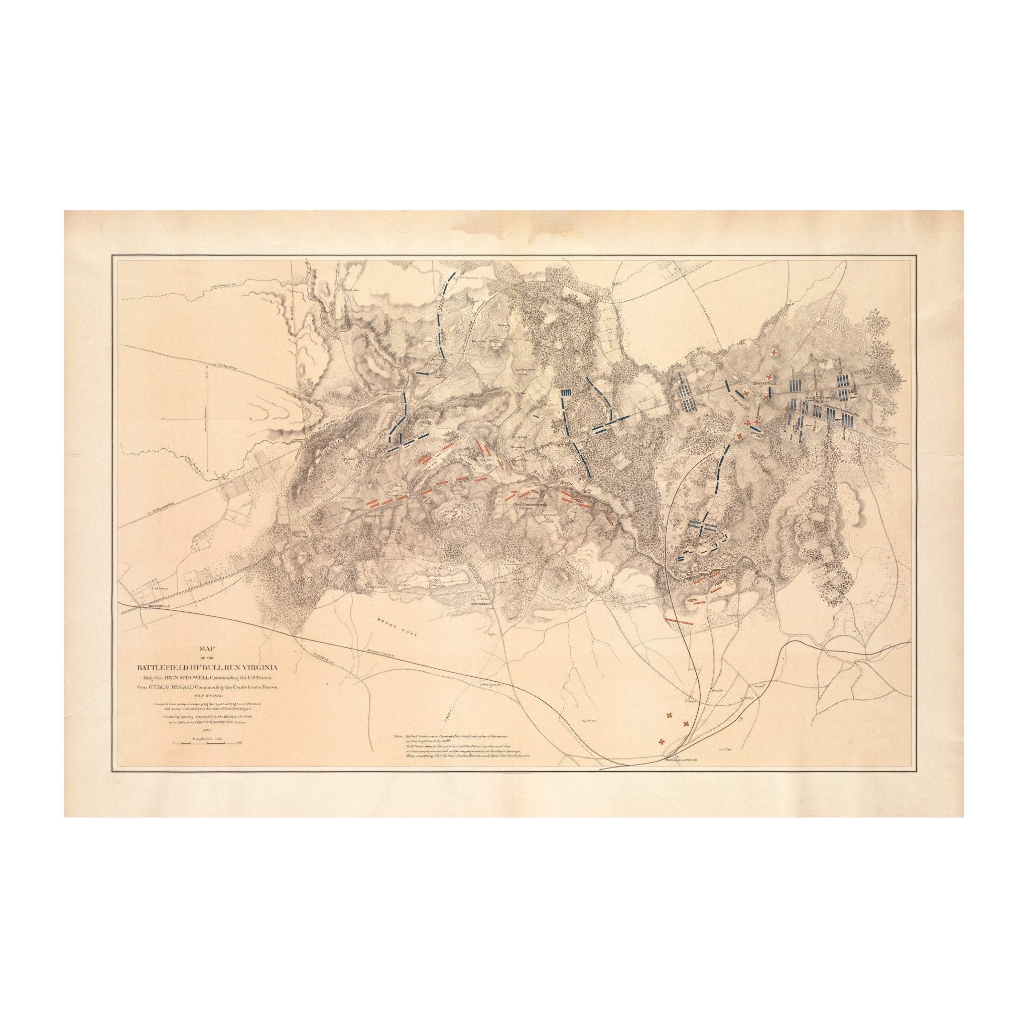 Map of the Battlefield of Bull Run - Muir Way - Vintage Map