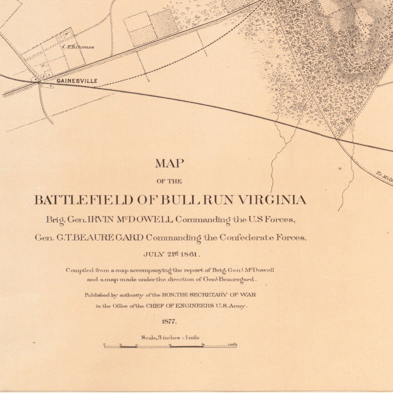 Map of the Battlefield of Bull Run - Muir Way - Vintage Map