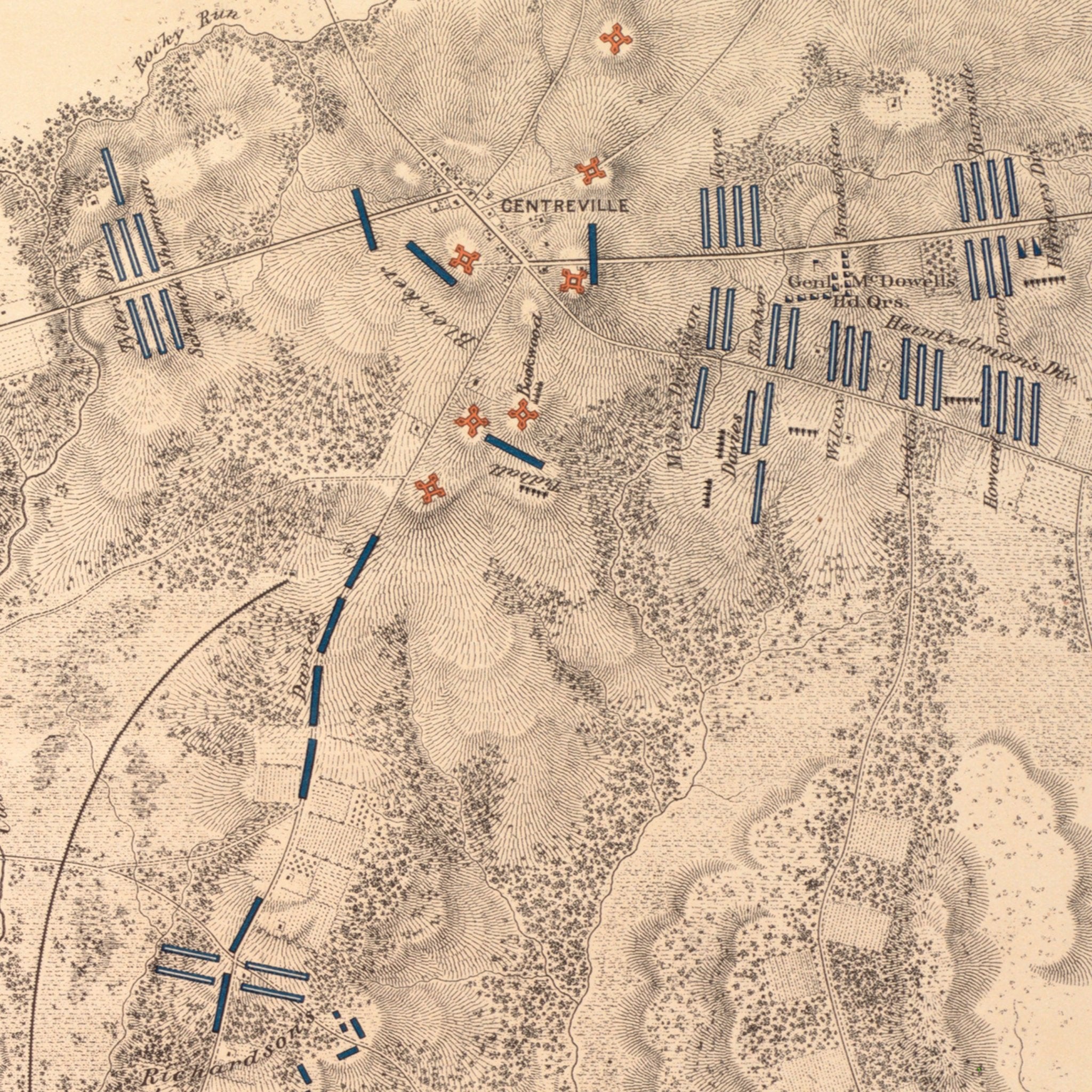 Map of the Battlefield of Bull Run - Muir Way - Vintage Map