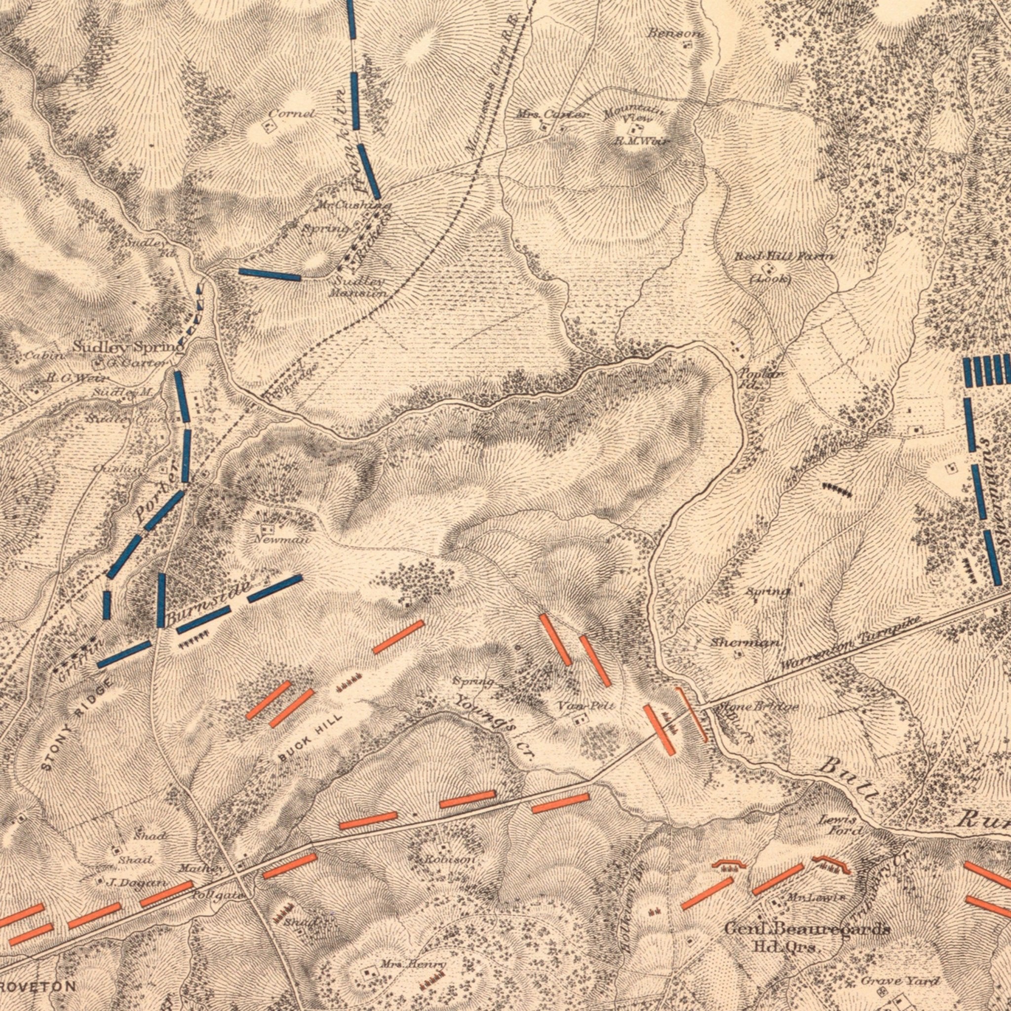 Map of the Battlefield of Bull Run - Muir Way - Vintage Map
