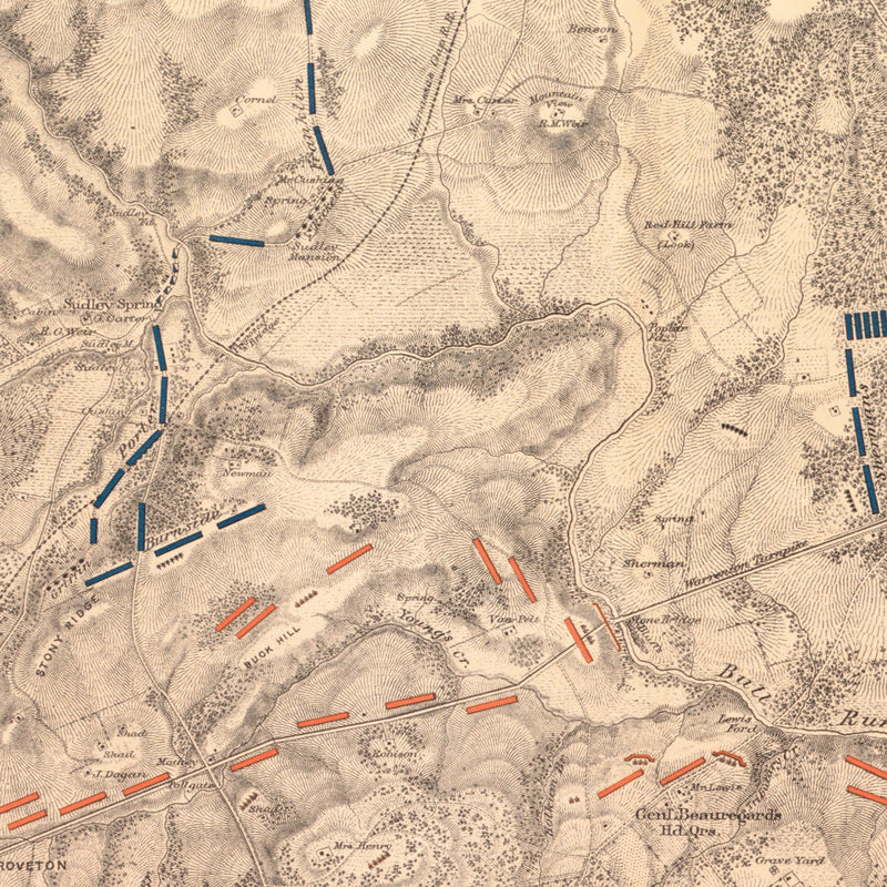 Map of the Battlefield of Bull Run - Muir Way - Vintage Map