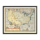 Map of the United States Showing Boundaries 1844 - Muir Way - Vintage Map