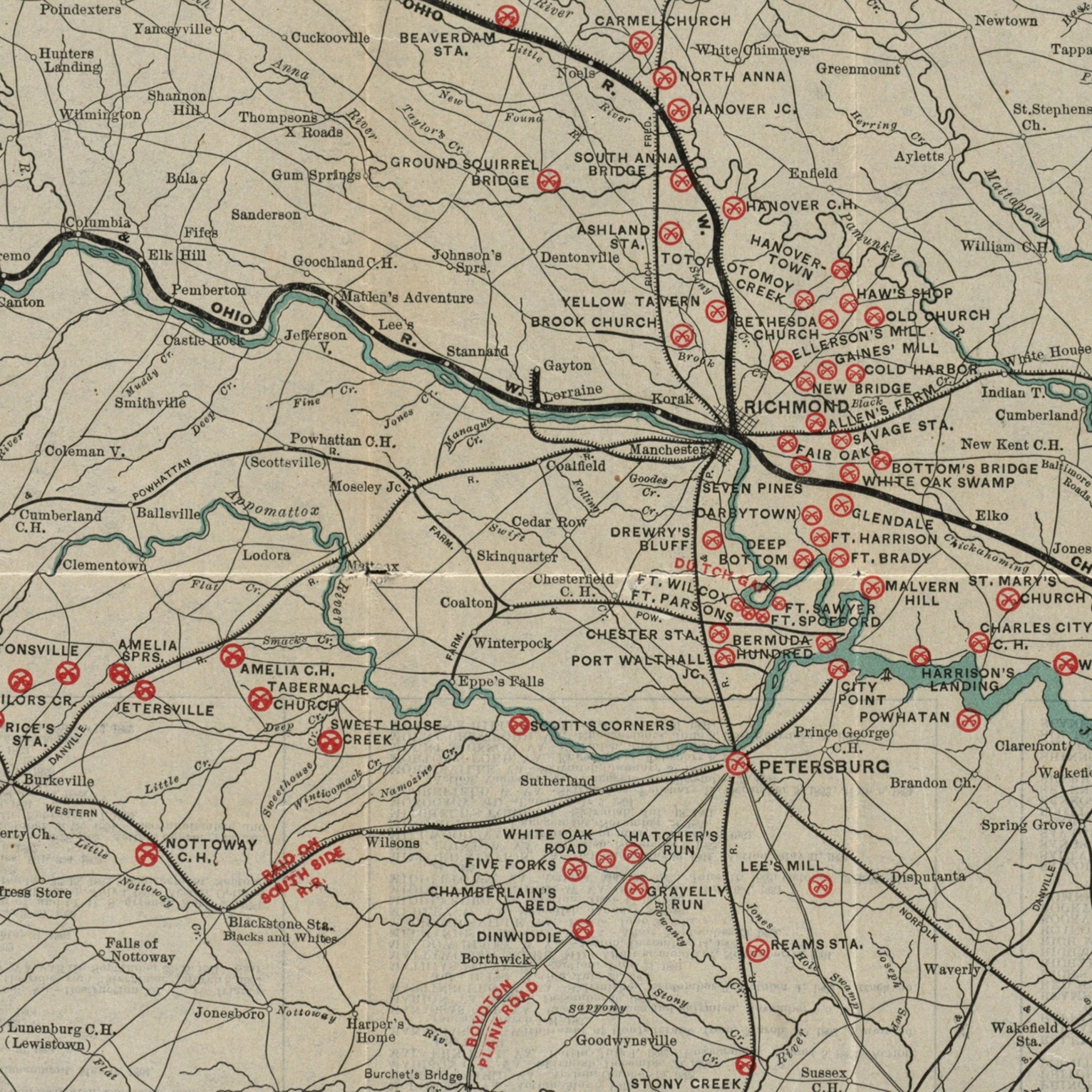 Map of the Civil War Battle Fields of Virginia - Muir Way - Vintage Map