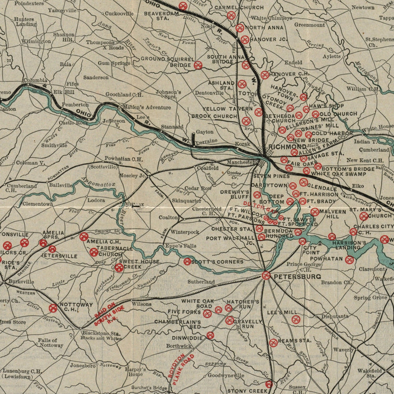 Map of the Civil War Battle Fields of Virginia - Muir Way - Vintage Map