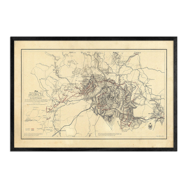 Map Illustrating Siege of Atlanta, GA - Muir Way - Vintage Map