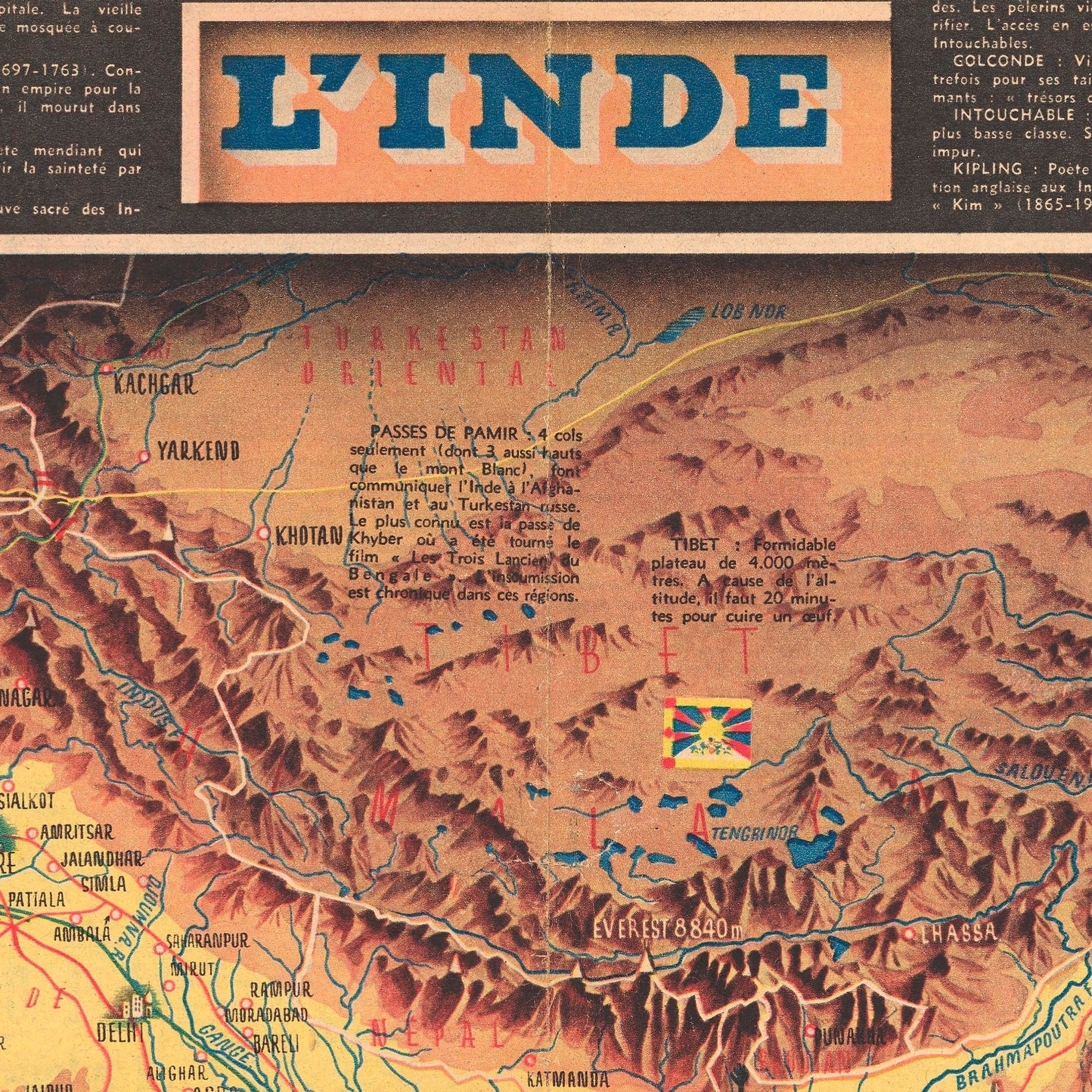 India 1942 Map - Muir Way - Vintage Map
