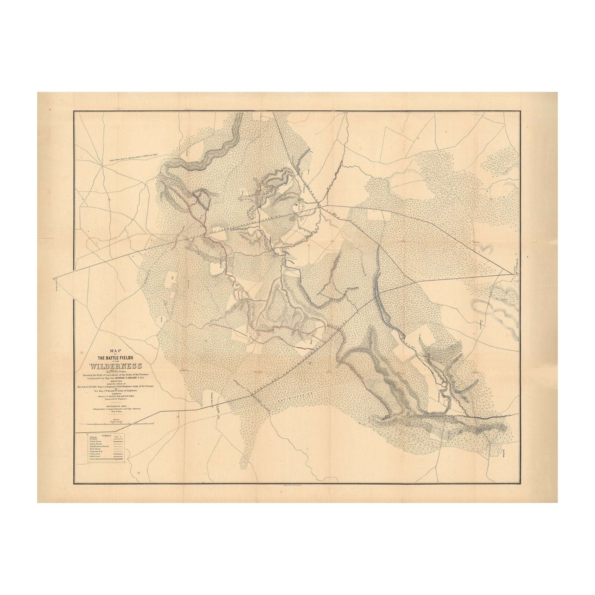 Map of the Battle Fields of Wilderness - Muir Way - Vintage Map