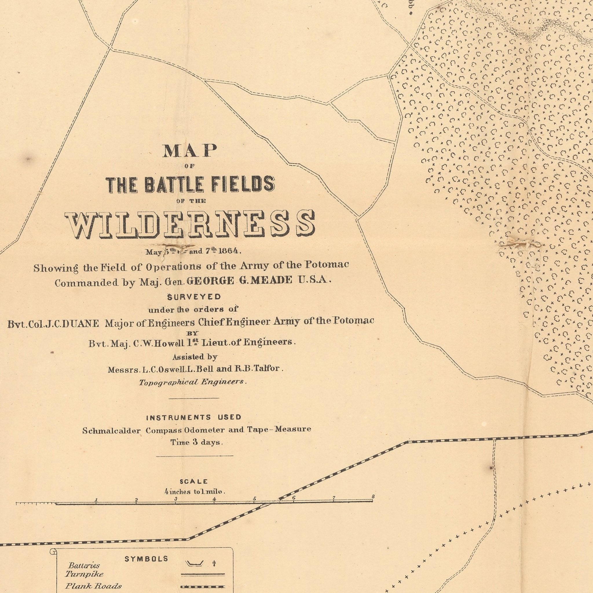 Map of the Battle Fields of Wilderness - Muir Way - Vintage Map