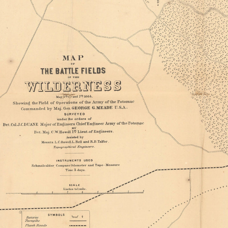 Map of the Battle Fields of Wilderness - Muir Way - Vintage Map