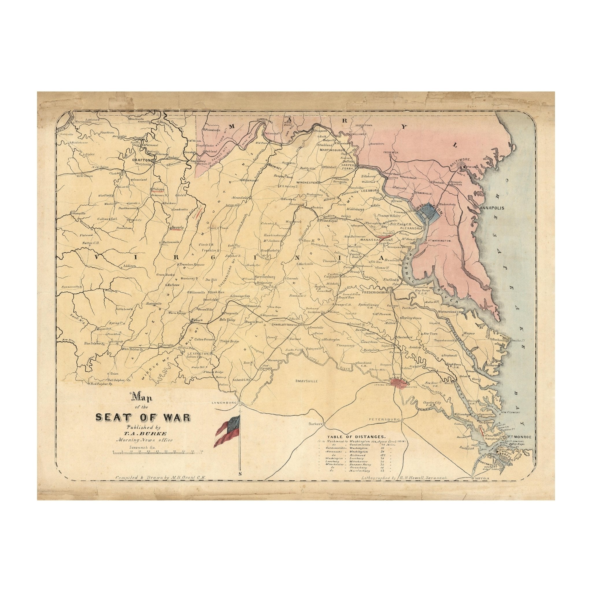 Map of the Seat of War - Muir Way - Vintage Map