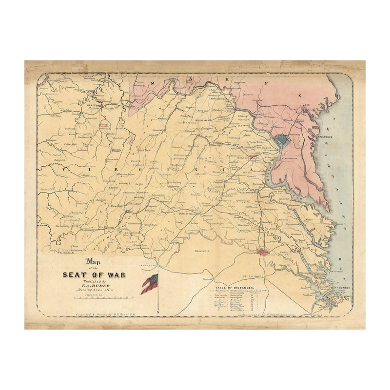 Map of the Seat of War - Muir Way - Vintage Map
