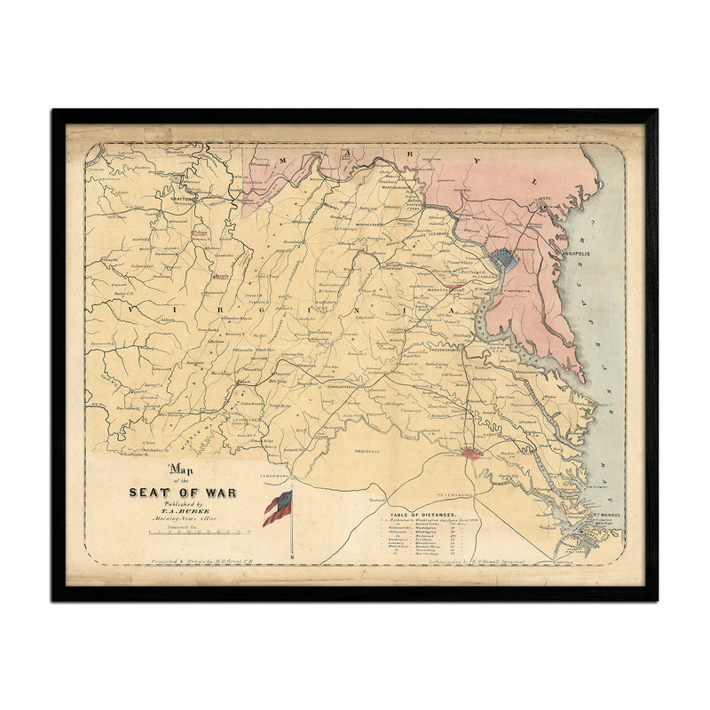Map of the Seat of War - Muir Way - Vintage Map