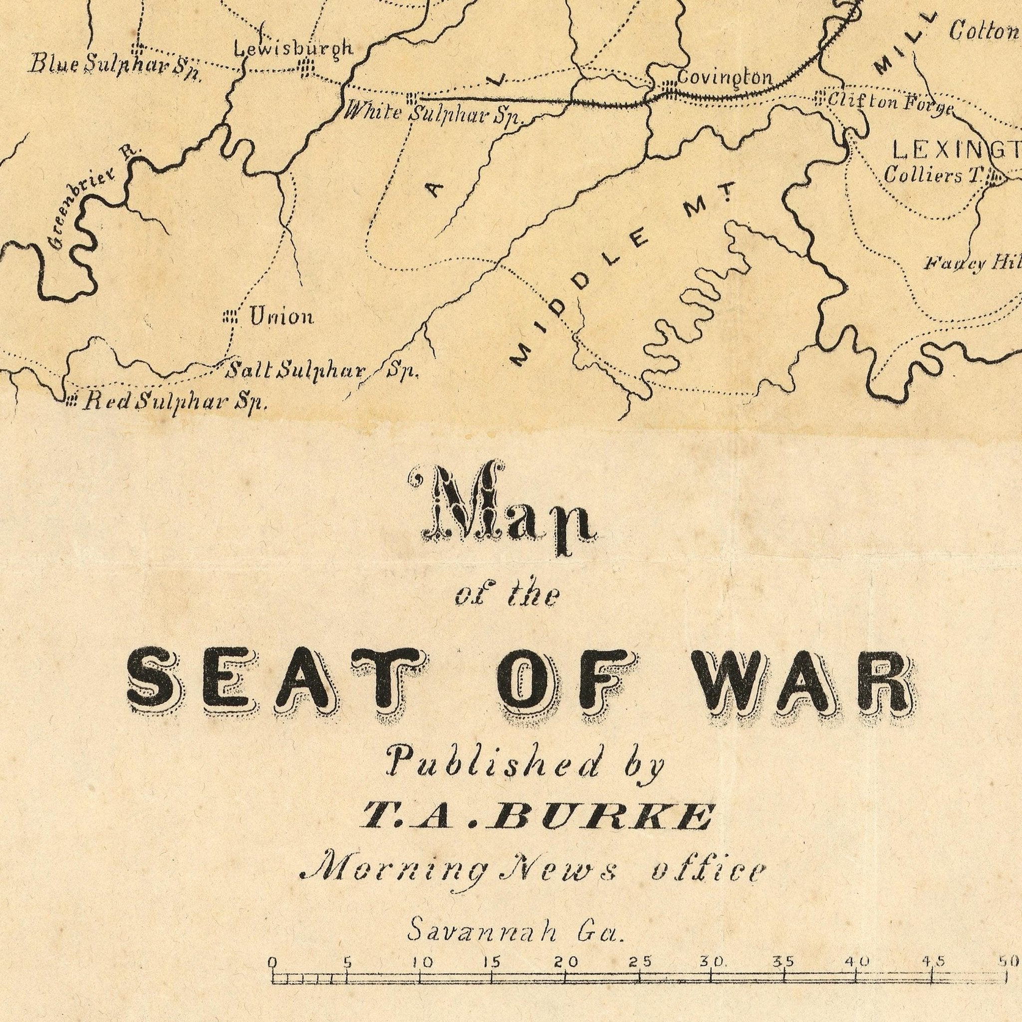 Map of the Seat of War - Muir Way - Vintage Map