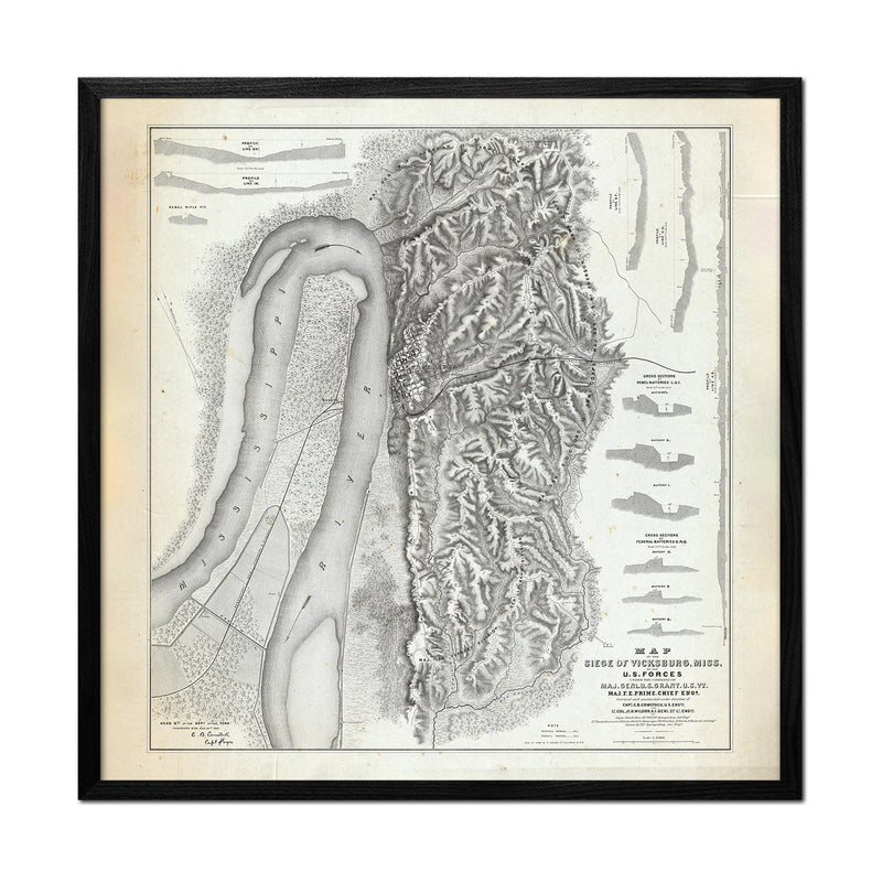 Map of the Siege of Vicksburg, MS - Muir Way - Vintage Map