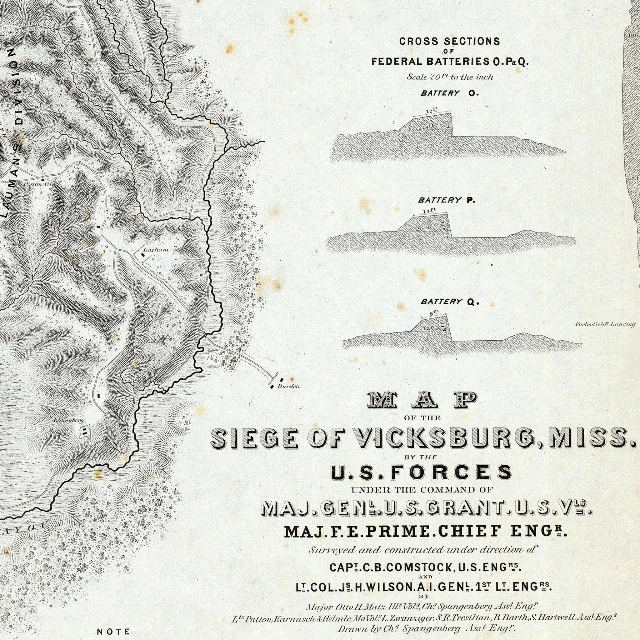 Map of the Siege of Vicksburg, MS - Muir Way - Vintage Map