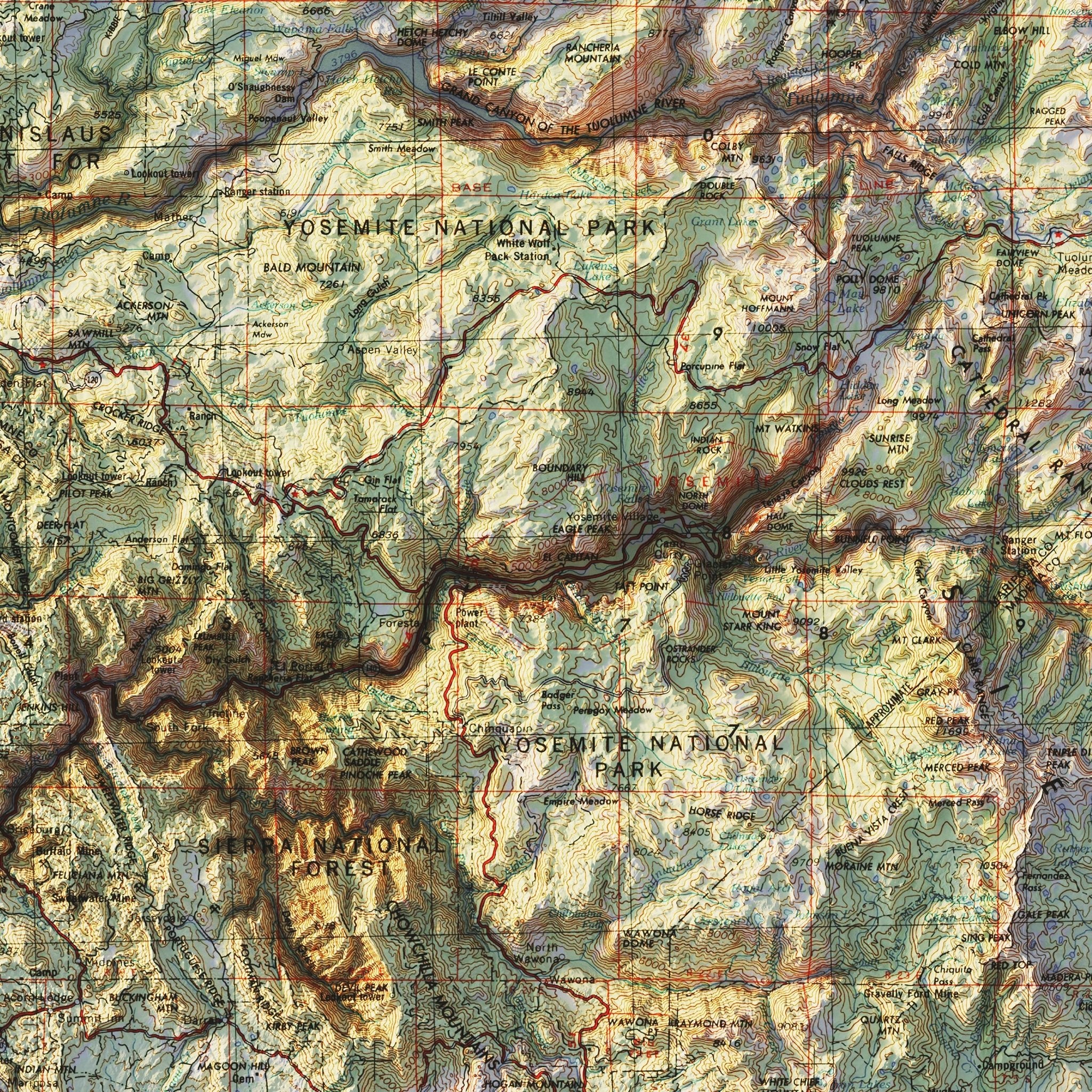 Mariposa, CA 1957 Shaded Relief Map - Muir Way - Vintage Relief