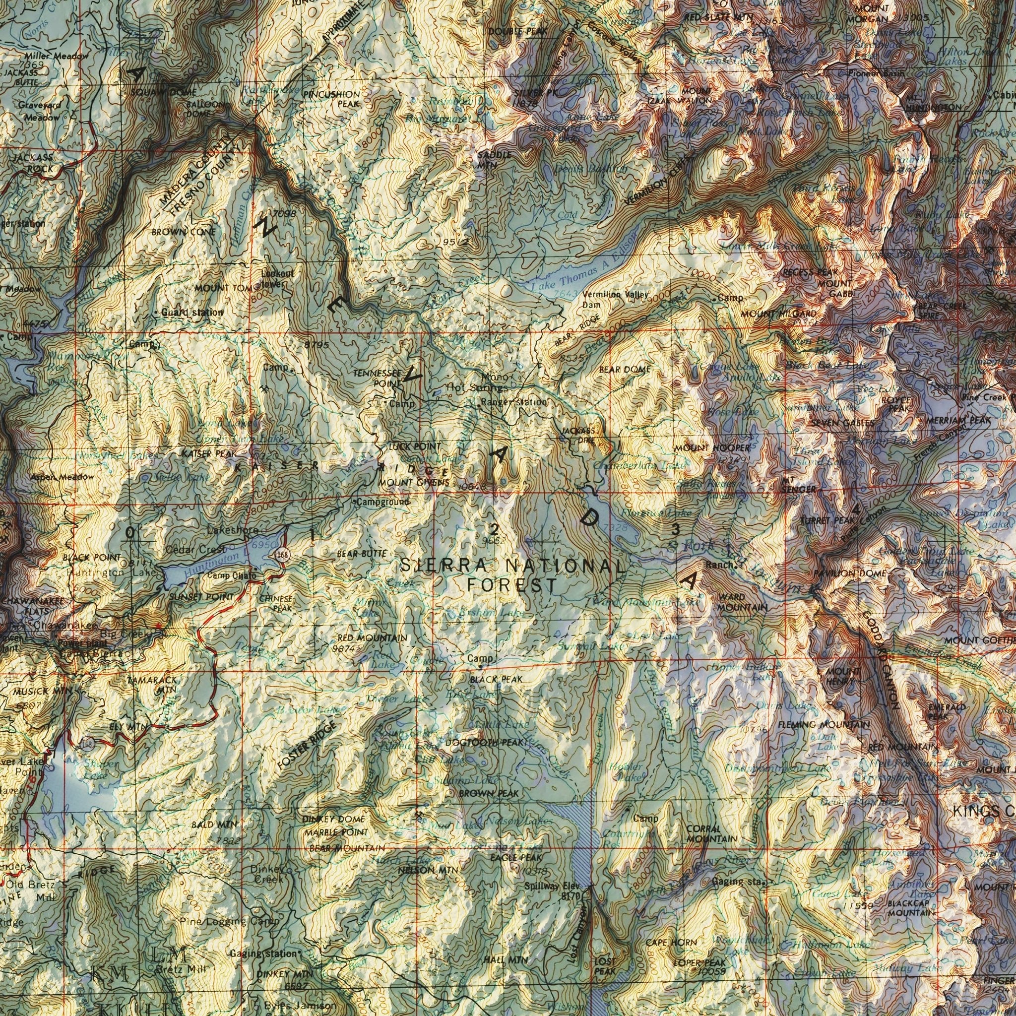 Mariposa, CA 1957 Shaded Relief Map - Muir Way - Vintage Relief