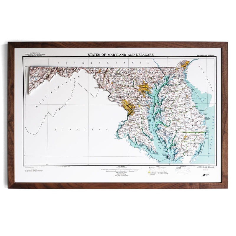 Maryland 1973 3D Raised Relief Map - Muir Way - 3D