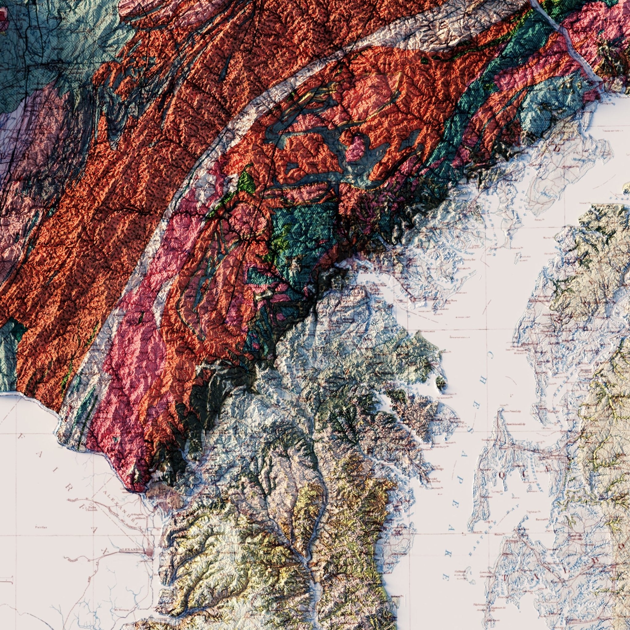 Maryland 1933 Shaded Relief Map - Muir Way - Vintage Relief