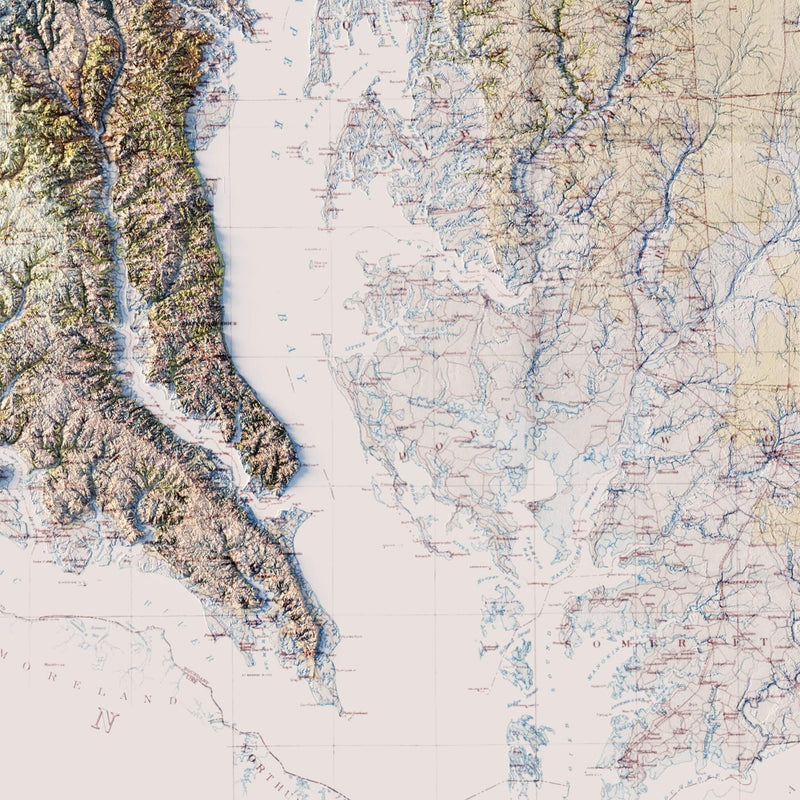 Maryland 1933 Shaded Relief Map - Muir Way - Vintage Relief