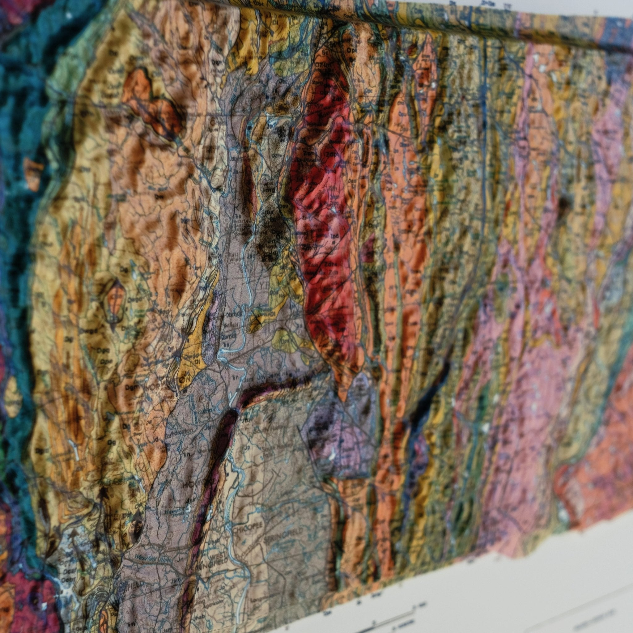 Massachusetts 1983 3D Raised Relief Map - Muir Way - 3D