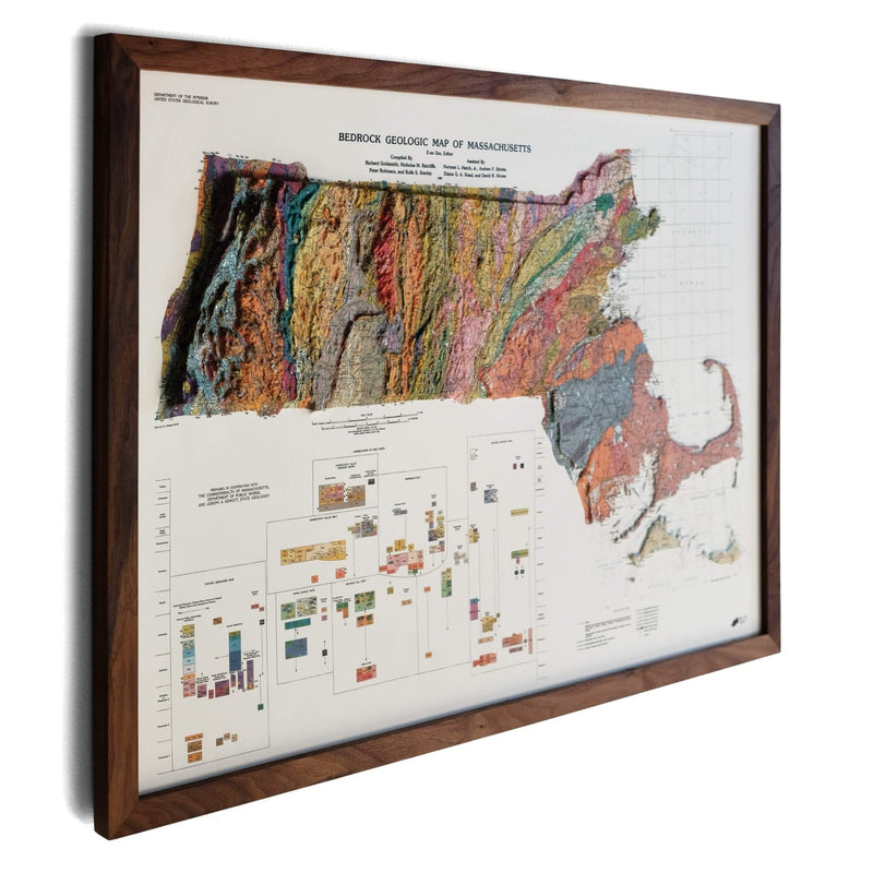 Massachusetts 1983 3D Raised Relief Map - Muir Way - 3D