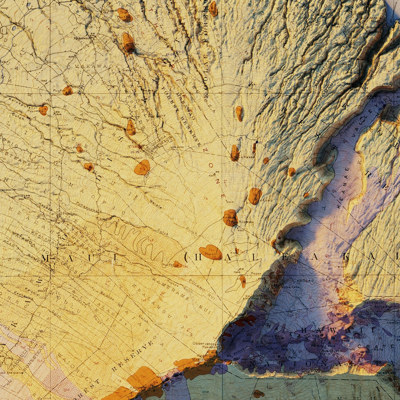Maui 1942 Shaded Relief Map - Muir Way - Vintage Relief