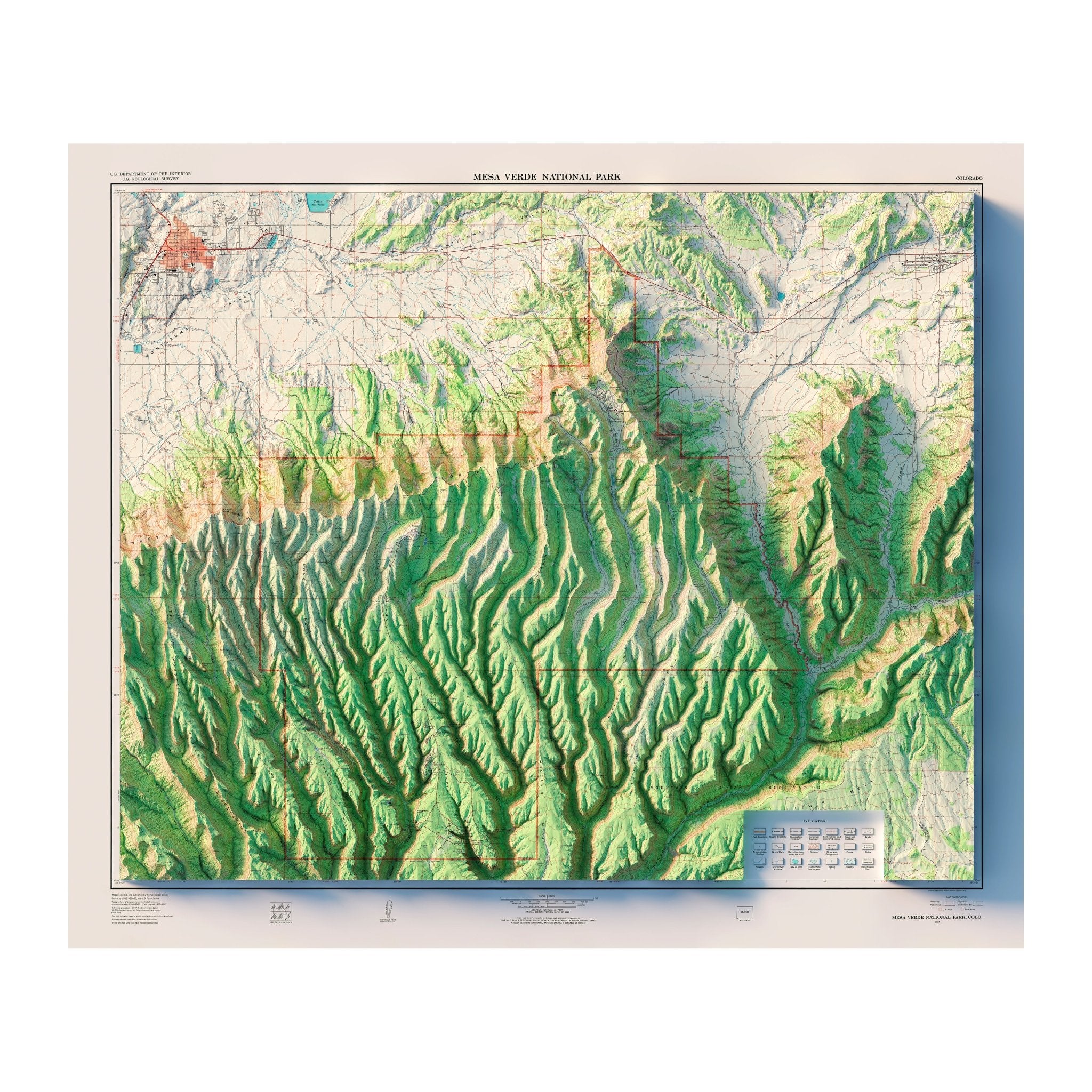 Mesa Verde National Park 1967 Shaded Relief Map - Muir Way - Vintage Relief