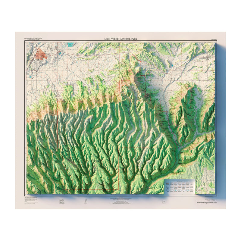 Mesa Verde National Park 1967 Shaded Relief Map - Muir Way - Vintage Relief