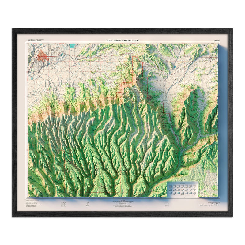 Mesa Verde National Park 1967 Shaded Relief Map - Muir Way - Vintage Relief