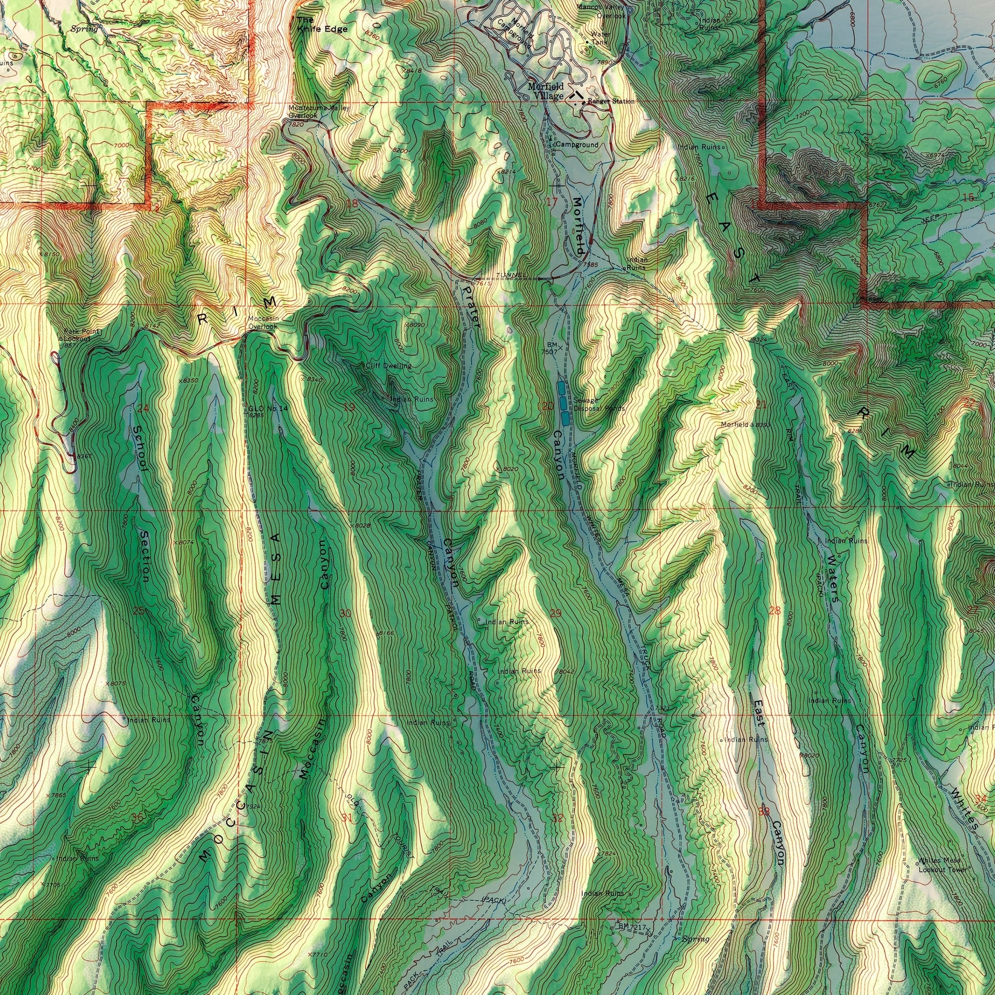Mesa Verde National Park 1967 Shaded Relief Map - Muir Way - Vintage Relief
