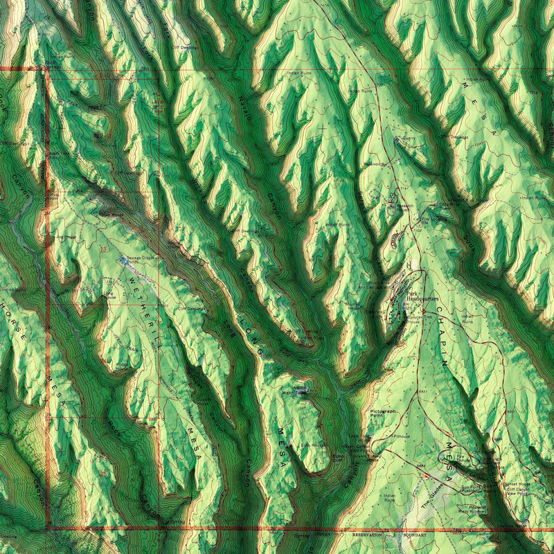 Mesa Verde National Park 1967 Shaded Relief Map - Muir Way - Vintage Relief