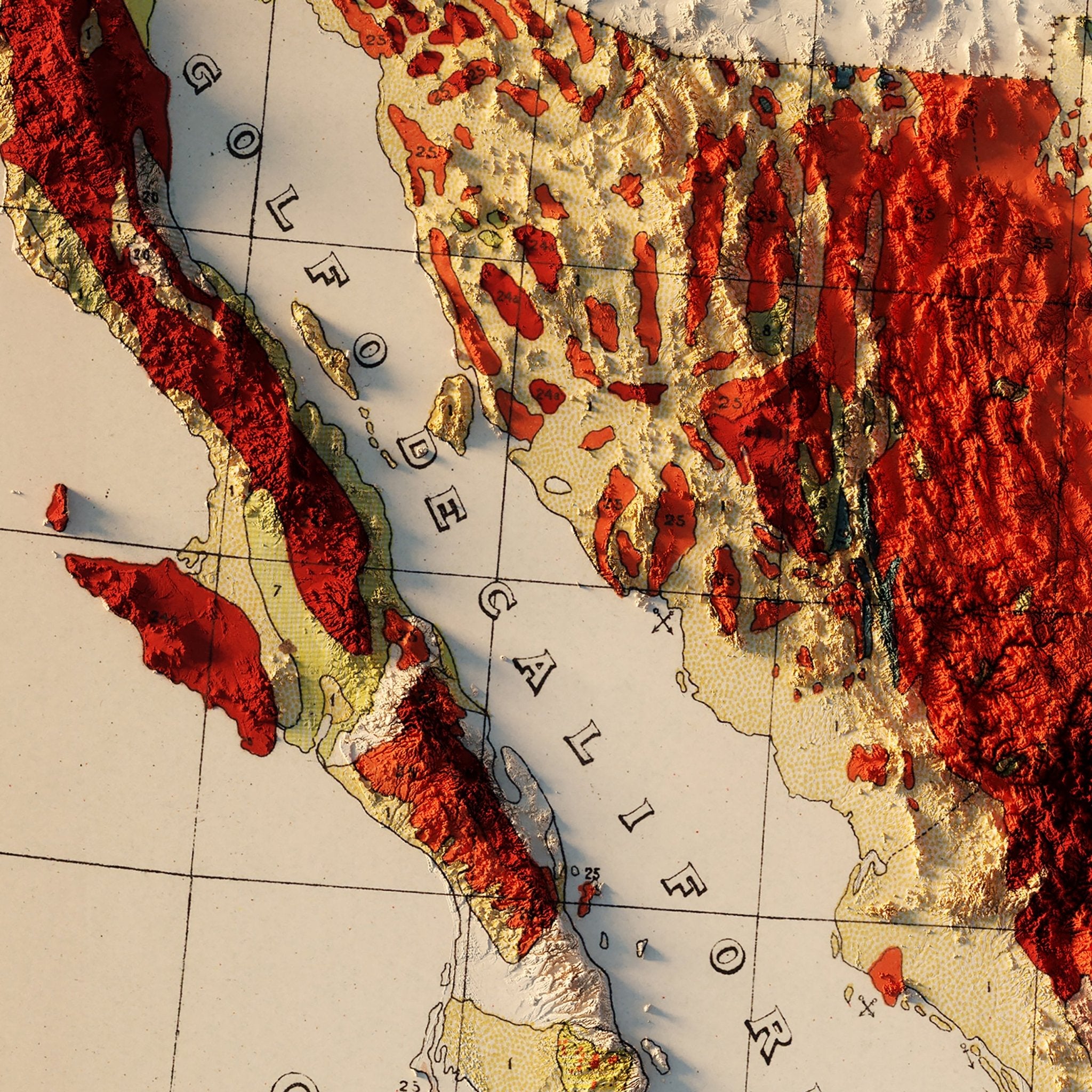 Mexico 1921 Shaded Relief Map - Muir Way - Vintage Relief