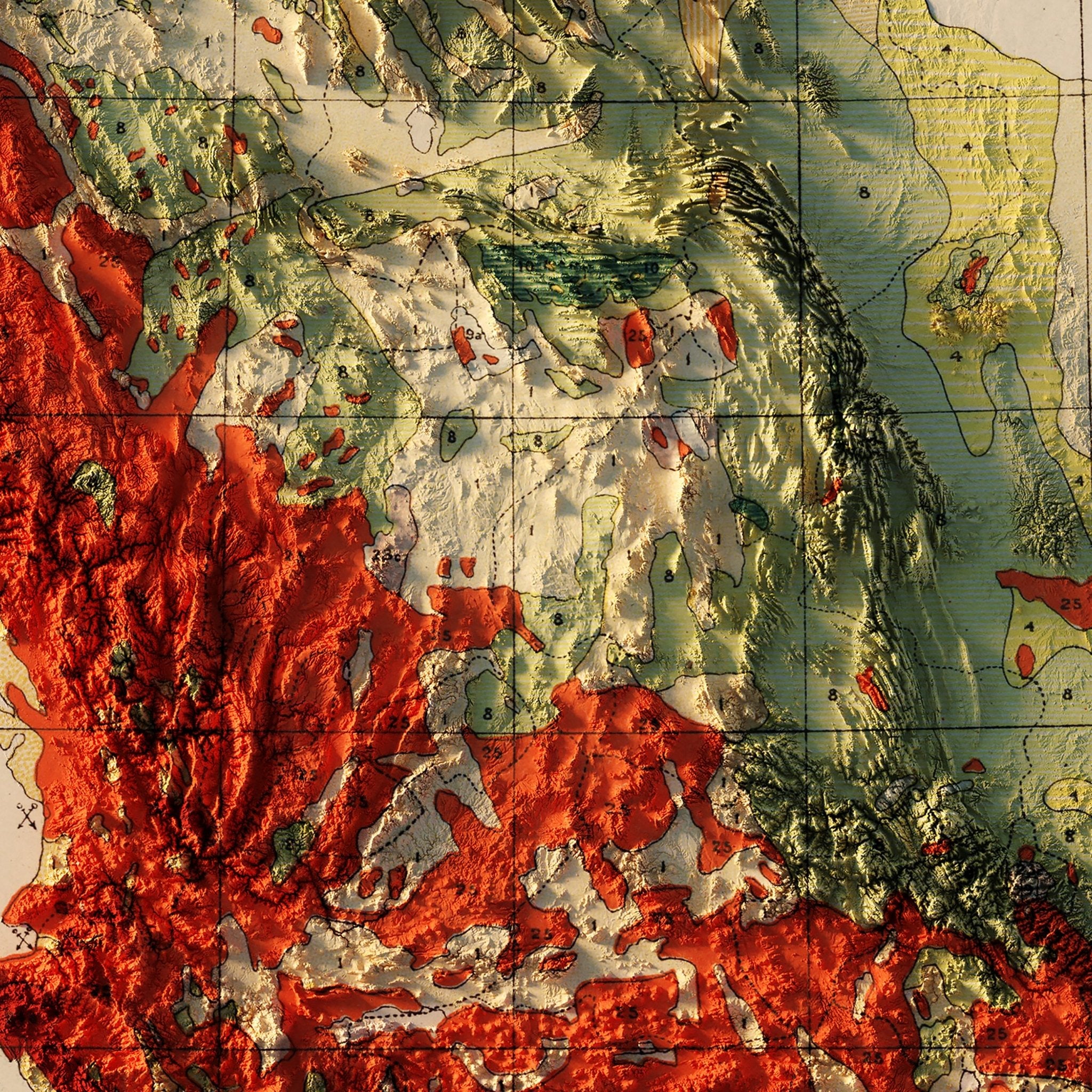 Mexico 1921 Shaded Relief Map - Muir Way - Vintage Relief