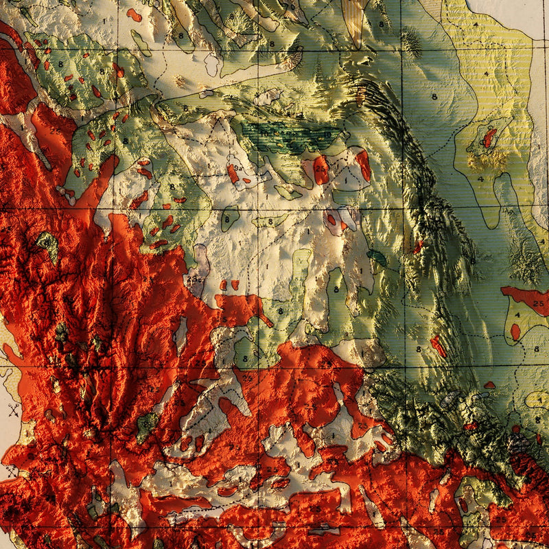 Mexico 1921 Shaded Relief Map - Muir Way - Vintage Relief