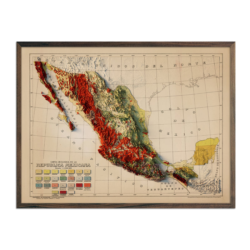 Mexico 1921 Shaded Relief Map - Muir Way - Vintage Relief