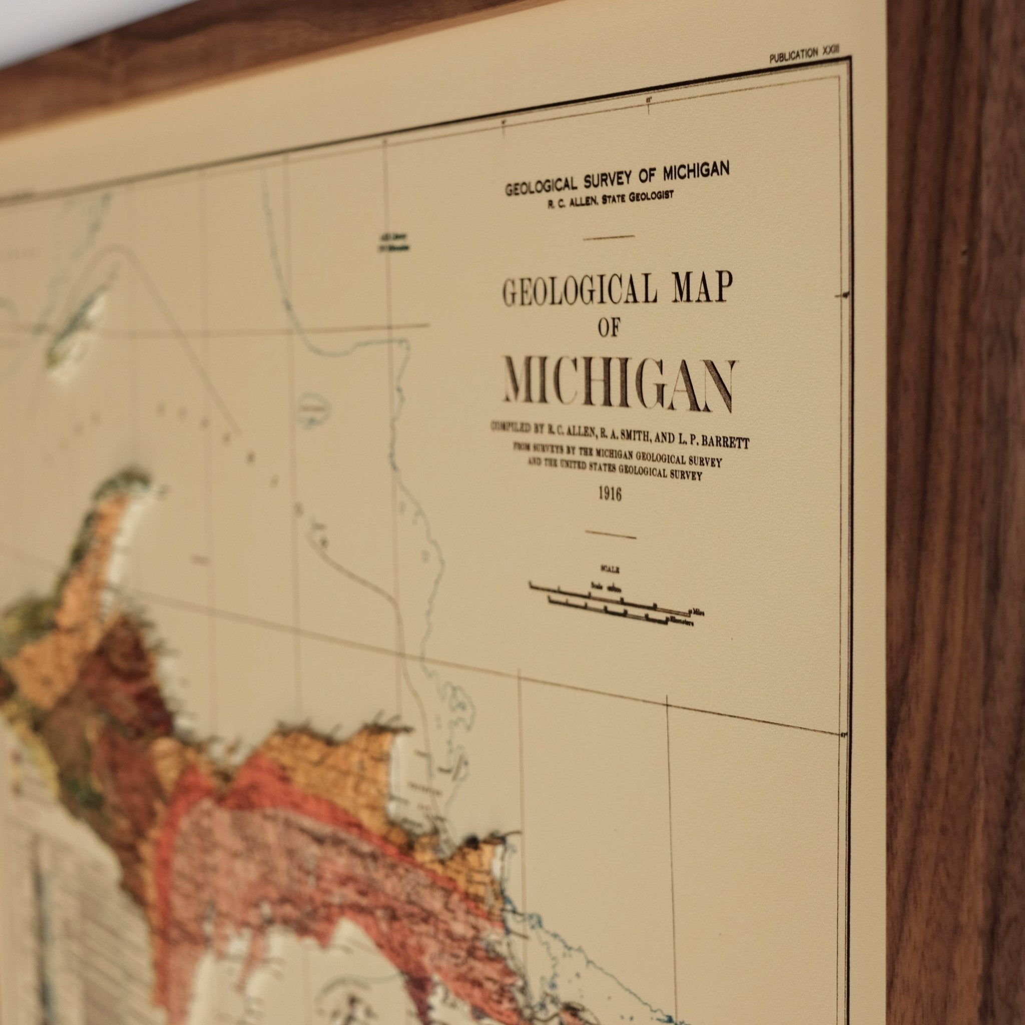 Michigan 1916 3D Raised Relief Map - Muir Way - 3D