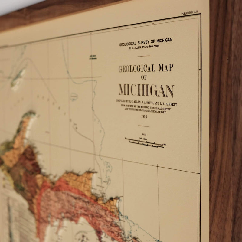 Michigan 1916 3D Raised Relief Map - Muir Way - 3D