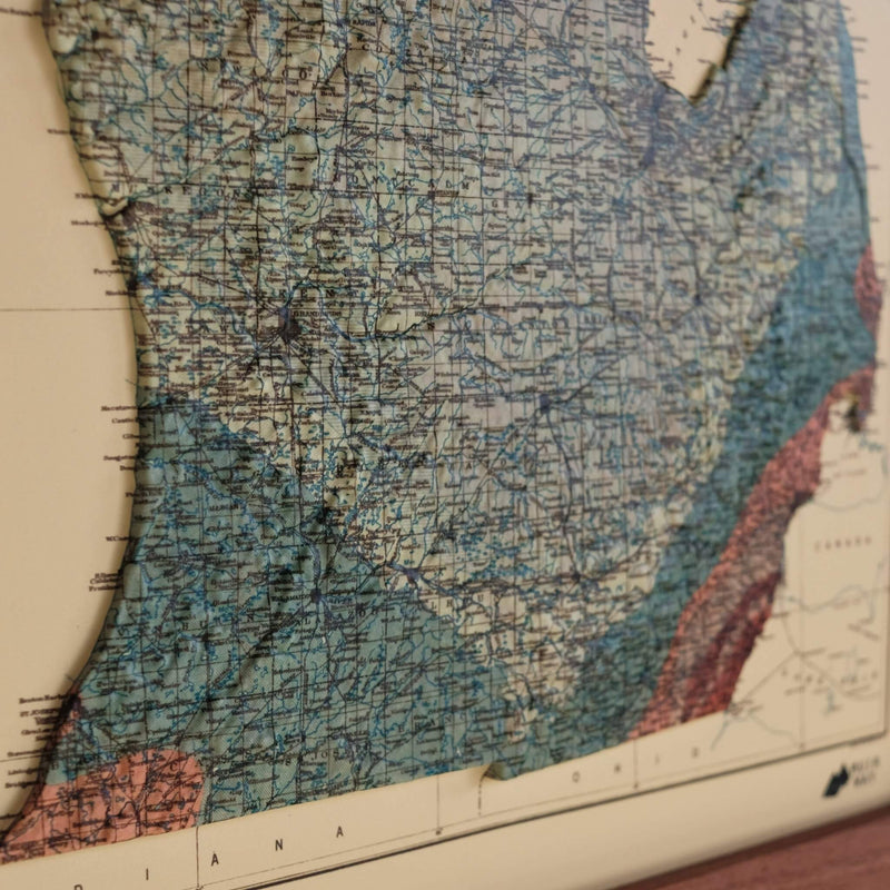 Michigan 1916 3D Raised Relief Map - Muir Way - 3D
