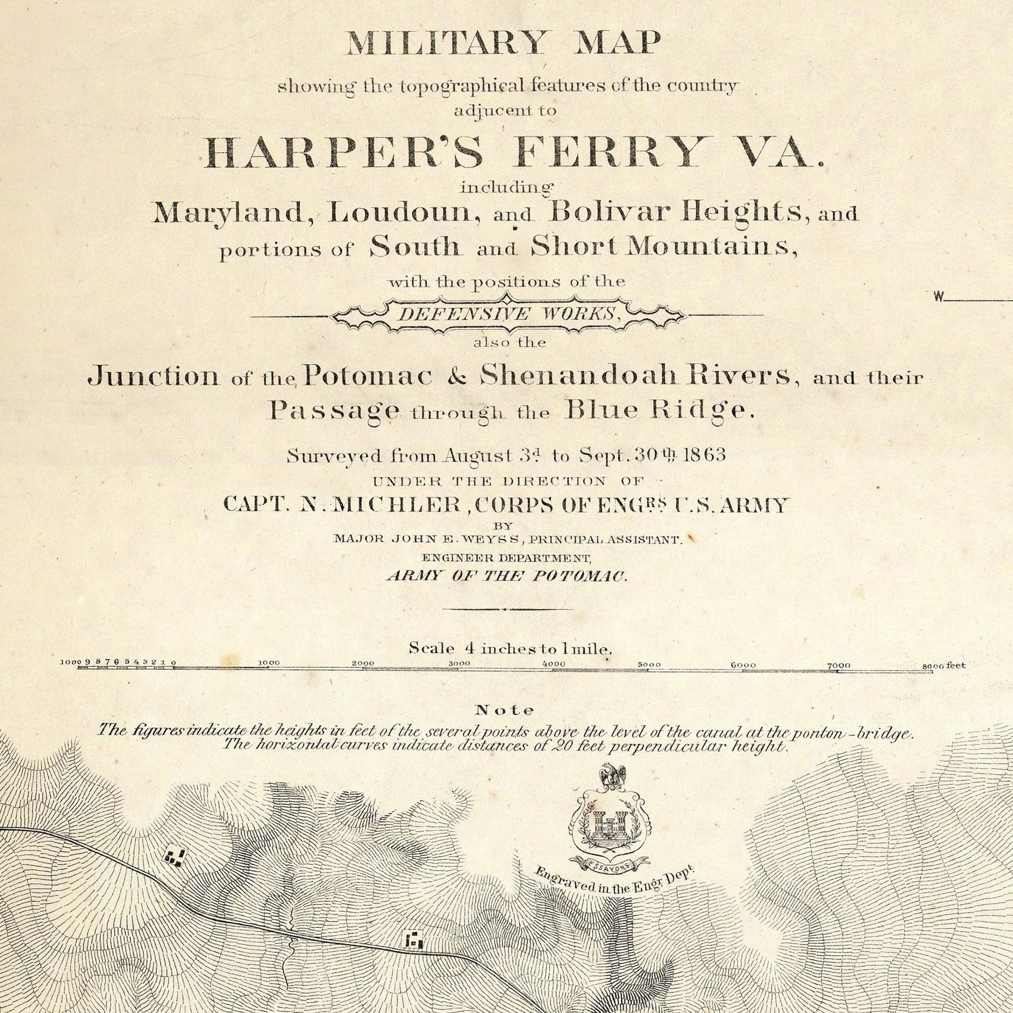 Military Map of Harper's Ferry, VA - Muir Way - Vintage Map