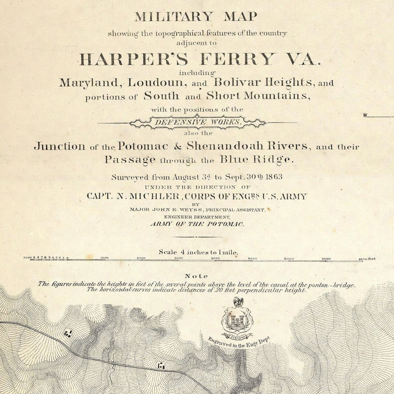 Military Map of Harper's Ferry, VA - Muir Way - Vintage Map