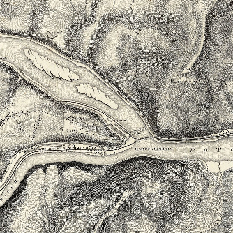 Military Map of Harper's Ferry, VA - Muir Way - Vintage Map