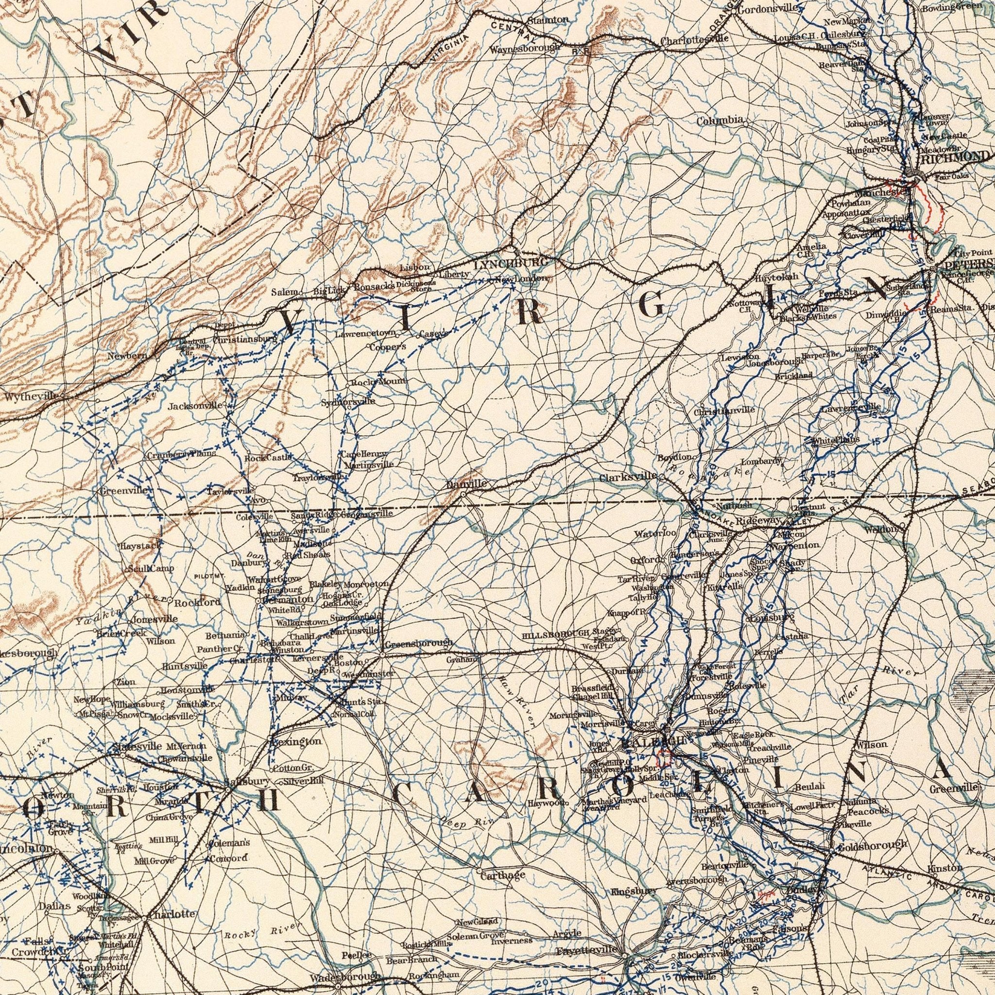 Military Map of Marches by W.T. Sherman - Muir Way - Vintage Map